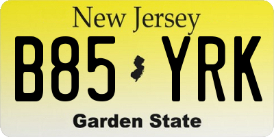 NJ license plate B85YRK