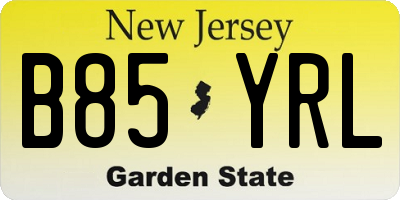 NJ license plate B85YRL