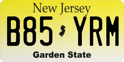 NJ license plate B85YRM