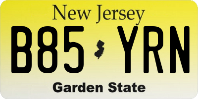 NJ license plate B85YRN