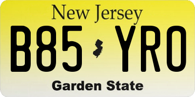 NJ license plate B85YRO