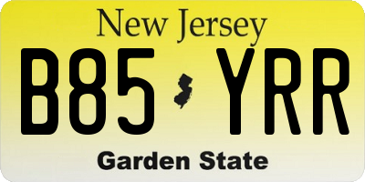 NJ license plate B85YRR