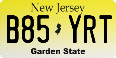 NJ license plate B85YRT