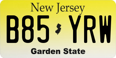 NJ license plate B85YRW