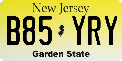 NJ license plate B85YRY