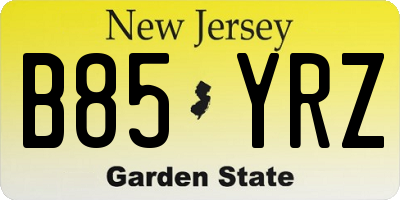 NJ license plate B85YRZ