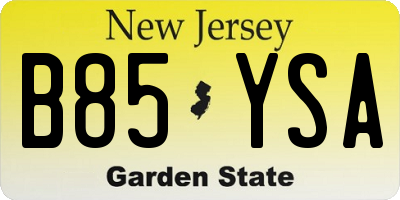 NJ license plate B85YSA
