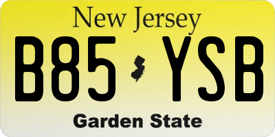 NJ license plate B85YSB
