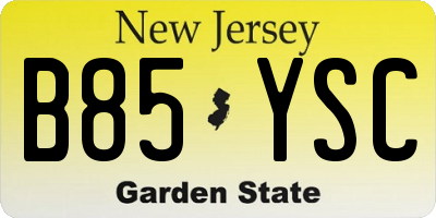 NJ license plate B85YSC
