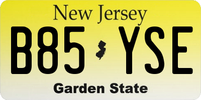 NJ license plate B85YSE
