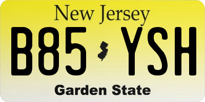 NJ license plate B85YSH