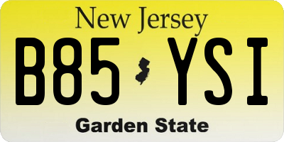 NJ license plate B85YSI