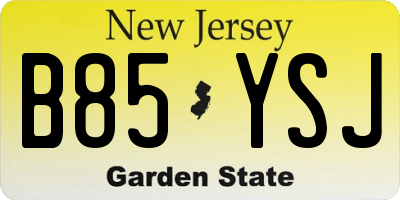 NJ license plate B85YSJ
