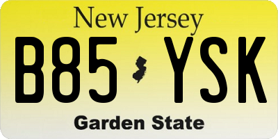 NJ license plate B85YSK