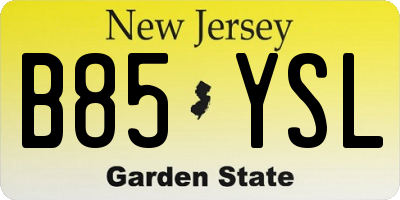 NJ license plate B85YSL