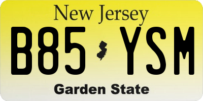 NJ license plate B85YSM