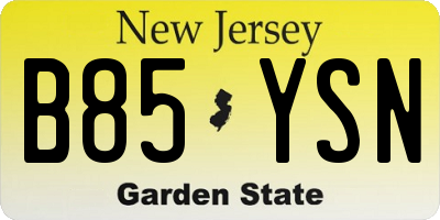 NJ license plate B85YSN