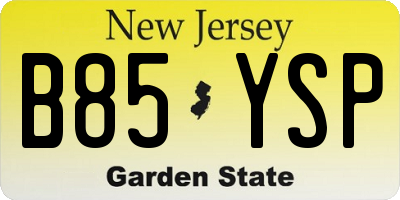 NJ license plate B85YSP