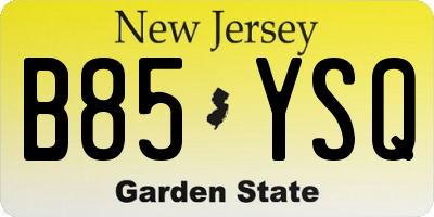 NJ license plate B85YSQ