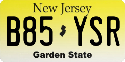 NJ license plate B85YSR