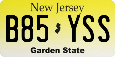 NJ license plate B85YSS