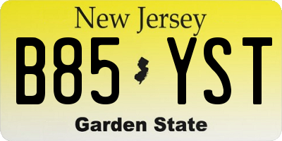 NJ license plate B85YST