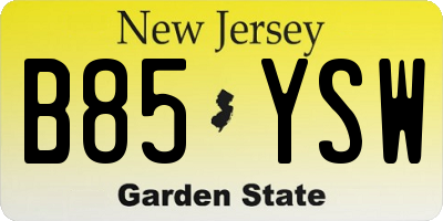 NJ license plate B85YSW