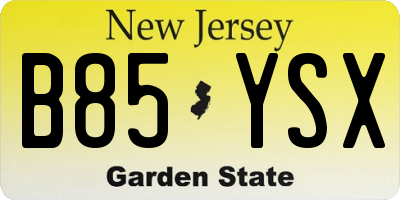 NJ license plate B85YSX