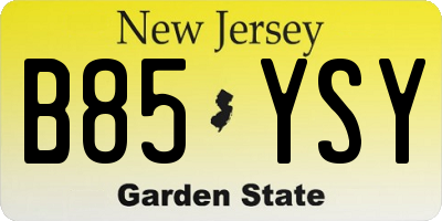 NJ license plate B85YSY