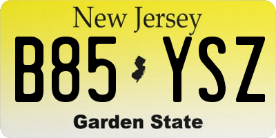 NJ license plate B85YSZ