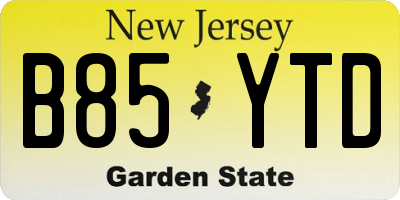NJ license plate B85YTD