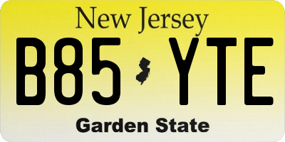 NJ license plate B85YTE