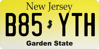 NJ license plate B85YTH