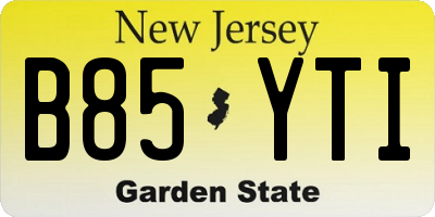 NJ license plate B85YTI