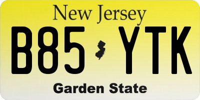 NJ license plate B85YTK