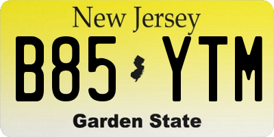 NJ license plate B85YTM