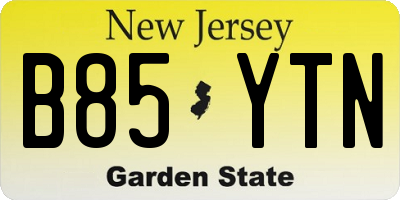 NJ license plate B85YTN