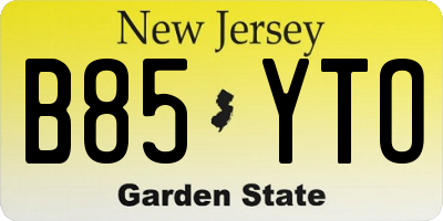 NJ license plate B85YTO
