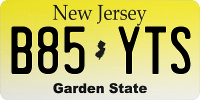 NJ license plate B85YTS