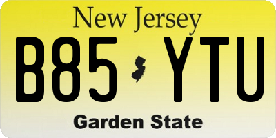 NJ license plate B85YTU