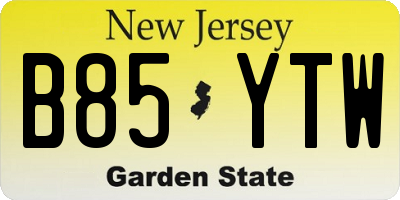 NJ license plate B85YTW