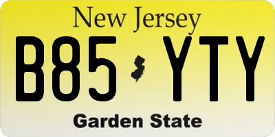 NJ license plate B85YTY