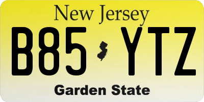 NJ license plate B85YTZ