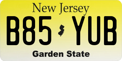NJ license plate B85YUB