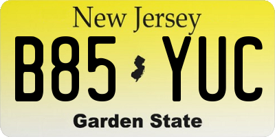 NJ license plate B85YUC