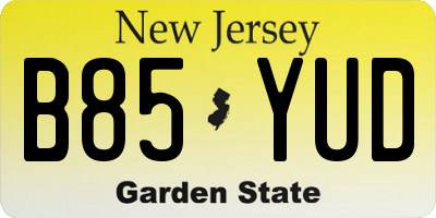 NJ license plate B85YUD