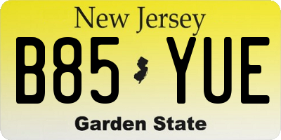 NJ license plate B85YUE