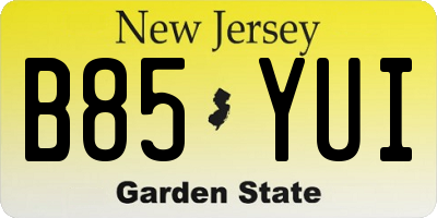 NJ license plate B85YUI