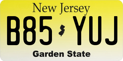 NJ license plate B85YUJ