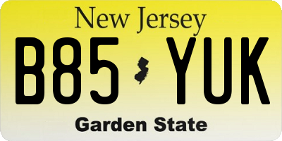 NJ license plate B85YUK